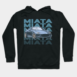 Mazda Miata (Blue) / Retro Style Sunset Design Hoodie